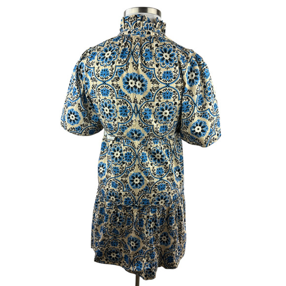 Tuckernuck Golden Medallion Crawford Dress Size Medium Flutter Ruffle Mini Blue - Picture 11 of 16